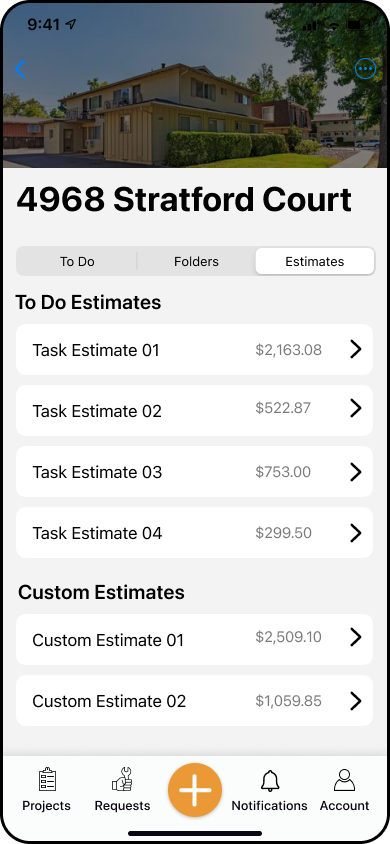 Estimates - Invoices - Bid package